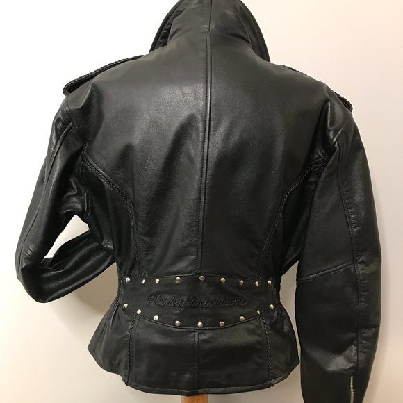 Vintage Custom Harley Black Leather Jacket Sz M - Picture 3 of 9